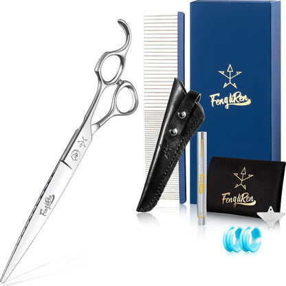 High-end Professional Dog Grooming Curved Thinning Scissors Teeth Blending Shears Pet Texturizing Thinner Blender Shears 7.5 Inch Extremely Very Sharp Made Of Stainless Steel Alloy For Dog Cat Groomer - Image 12