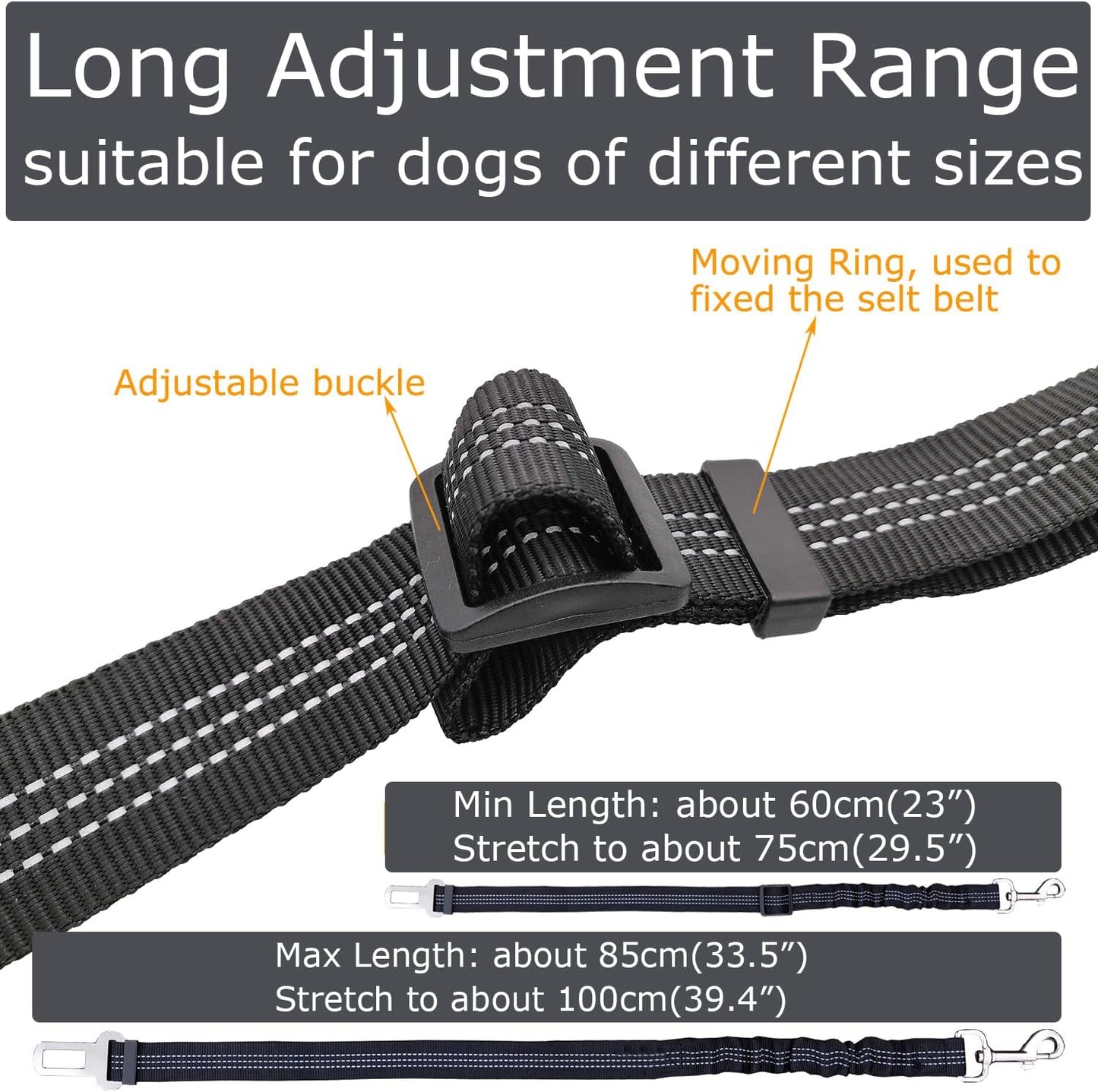 Pet car harness leash with bungee shock absorber