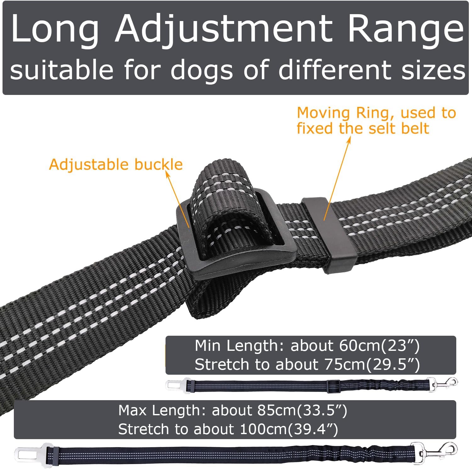 Pet car harness leash with bungee shock absorber