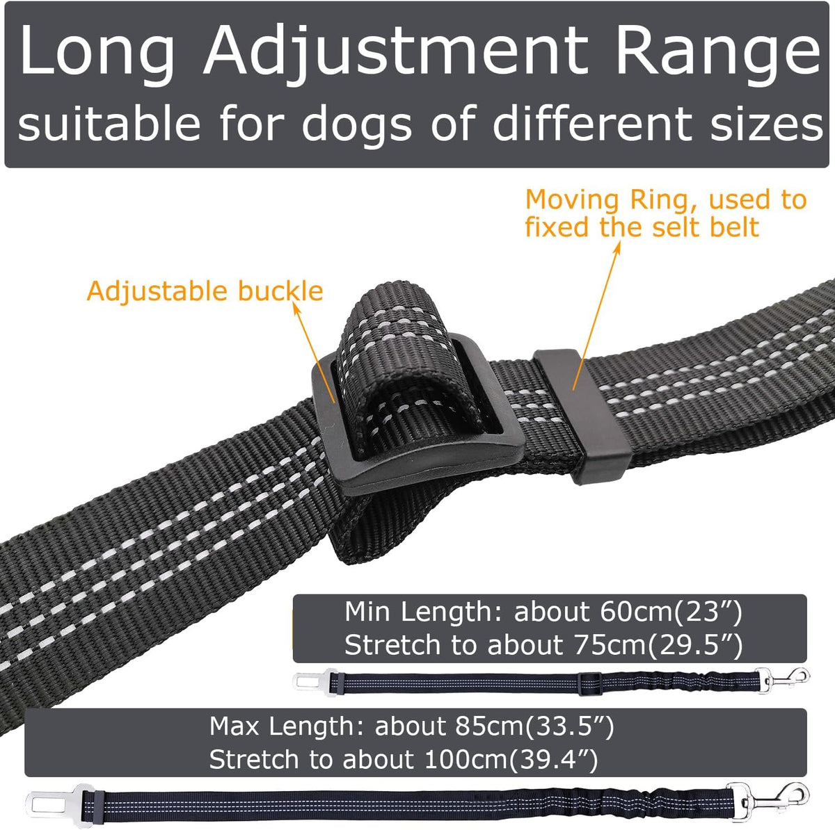 Pet car harness leash with bungee shock absorber