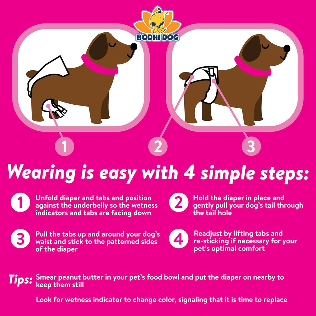 Premium female dog wraps with color changing wetness indicator for easy monitoring