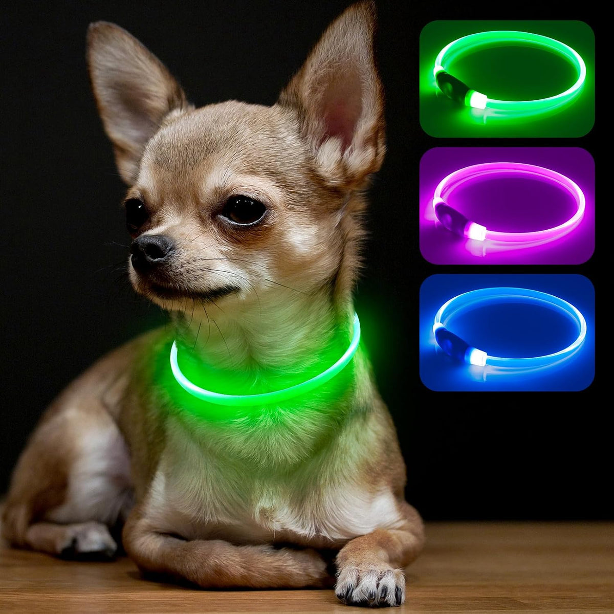 BSEEN Light Up Dog Collar - LED Dog Collar Rechargeable, Glowing Pet Collars for Small Medium Large Dogs, TPU Cuttable Lighted Puppy Collar, Safety Dog Lights for Night Walking (Green 70cm) - Image 14