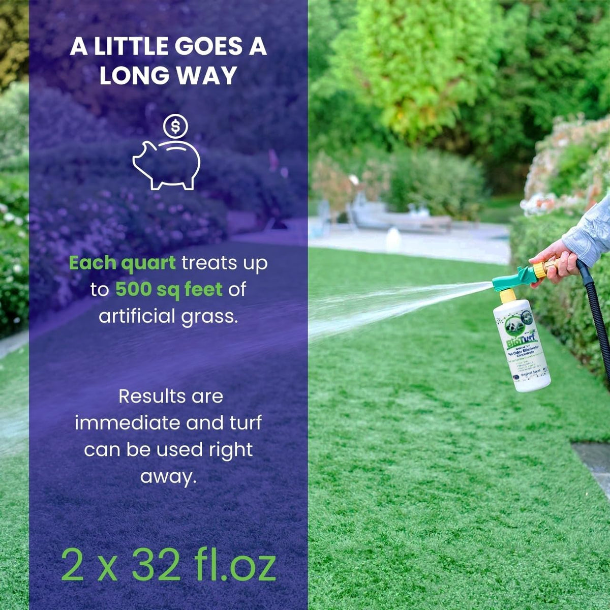 Dog urine and feces odor neutralizer for synthetic lawns