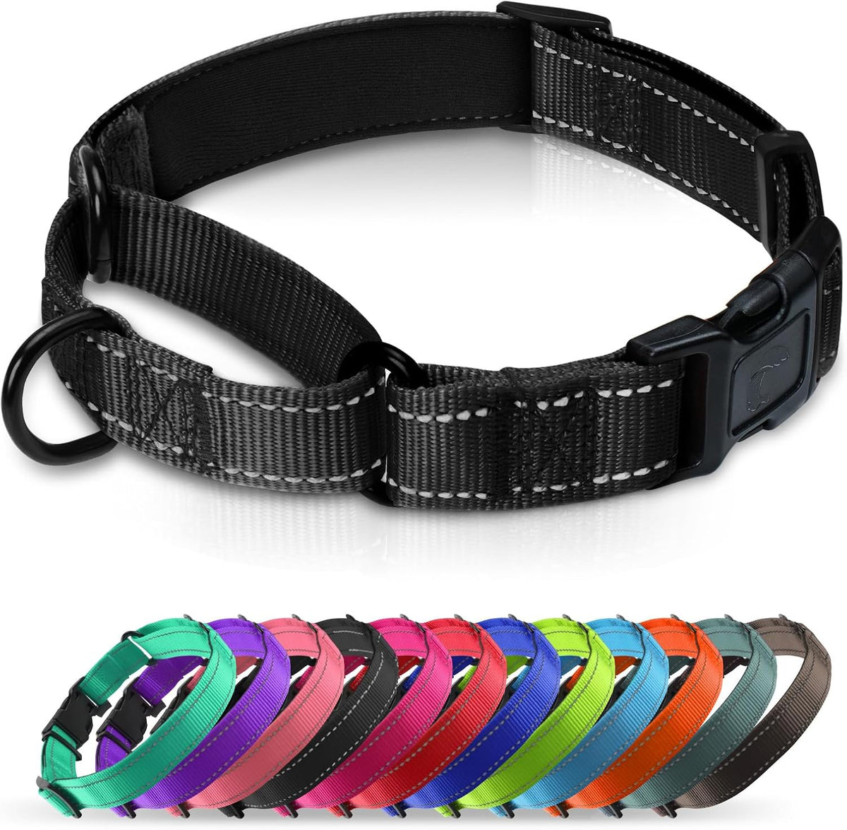 Martingale Collar for Dogs with Quick Release Buckle, Reflective Soft Padded & Escape Proof, Adjustable Nylon Dog Collars for Training & Daily Walking (Hotpink,M) - Image 9