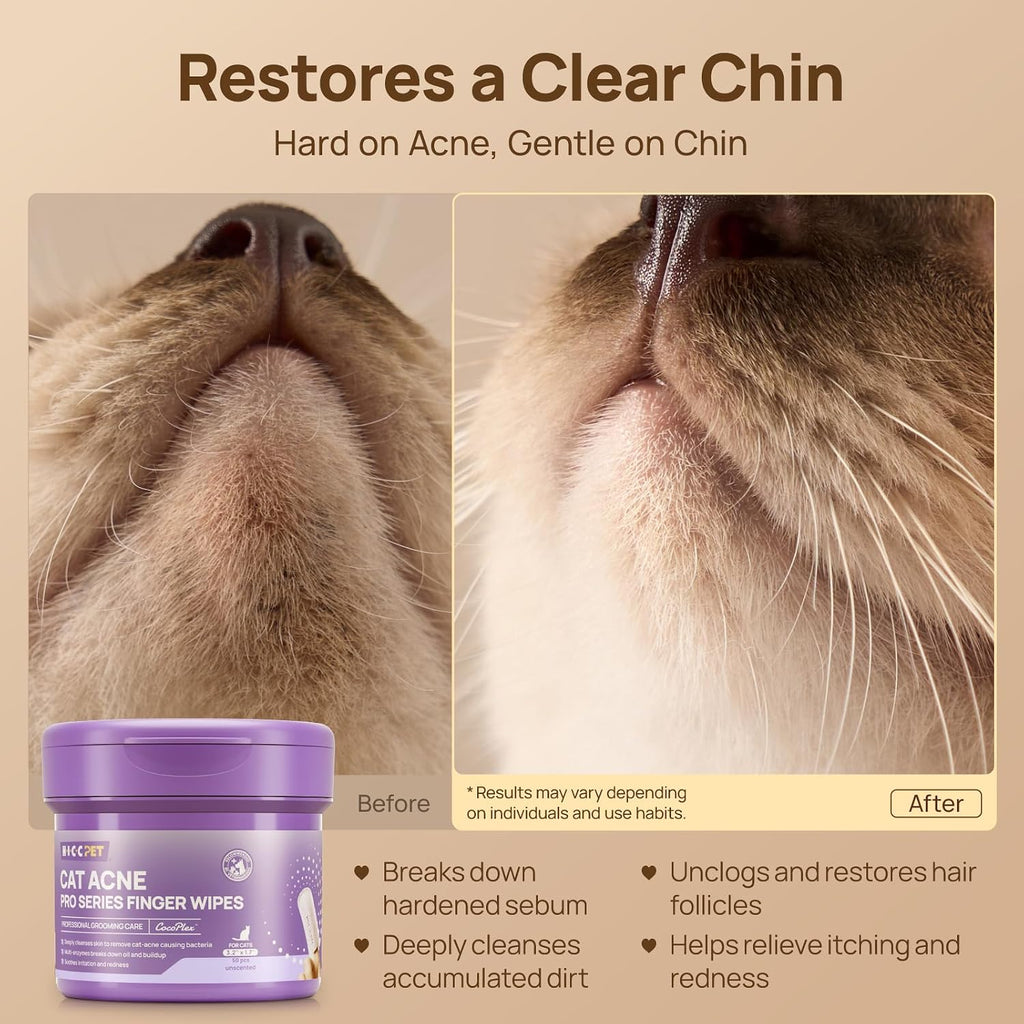 HICC PET cat acne pro series finger wipes for daily pore cleansing.