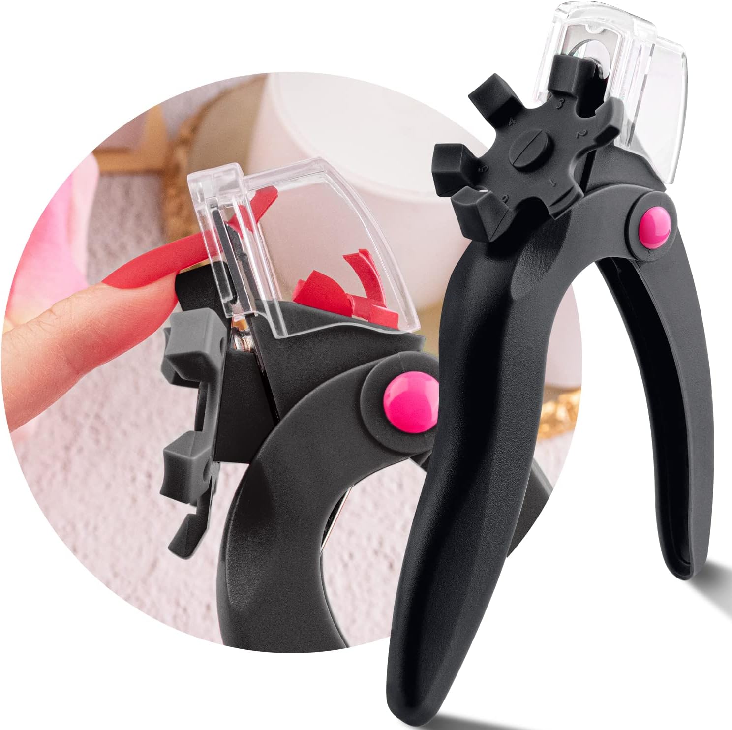Belleboost adjustable acrylic nail clippers black front view