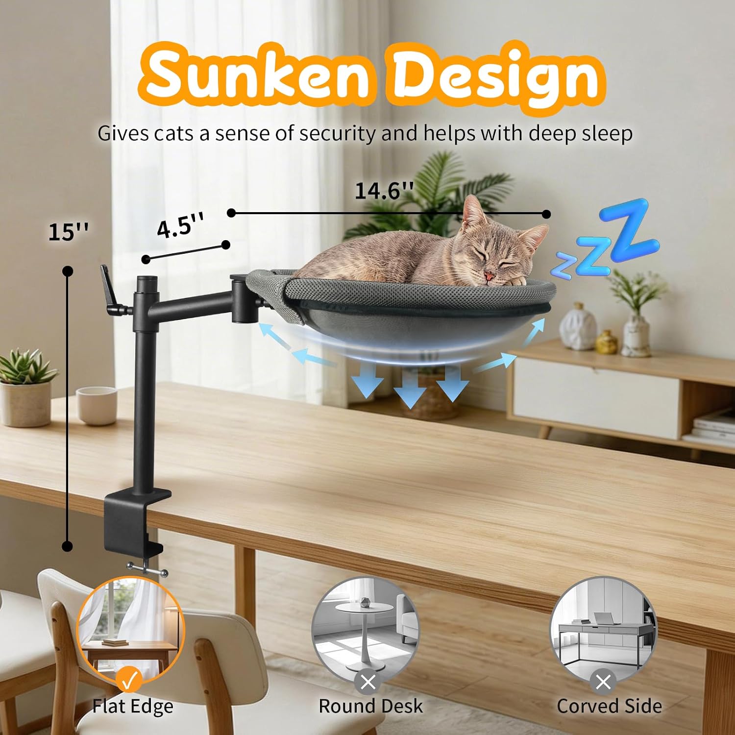 Crazydeer elevated desk cat nest with mesh fabric