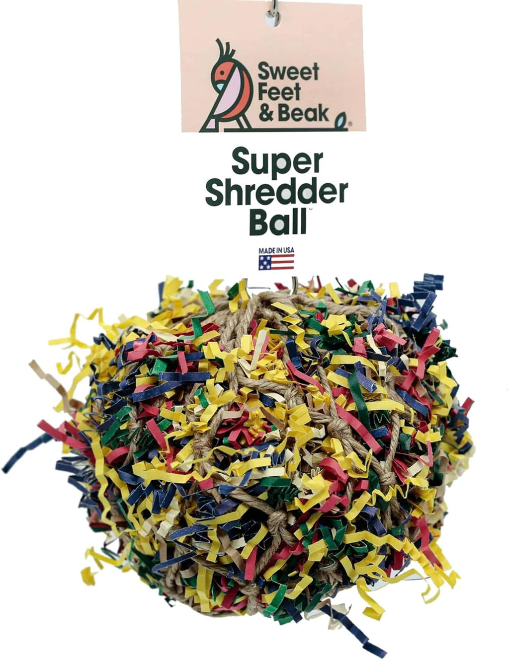 3" Super Shredder Ball Bird Toy - Fun Foraging Toys for Birds w/ Colorful Paper & Wooden Treasures - Easy to Hang Shredding Toys for Birds - Bird Shredding Toys for Cockatiels, Parrots & More - Image 9
