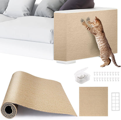 4pack Cat Scratch Couch Furniture and Wall Protector | Adhesive Cat Scratch Pad for Covering Cat Tower, DIY Climbing Cat Scratcher Couch Protector from Cat Claws Scratching (Light Gray) - Image 14
