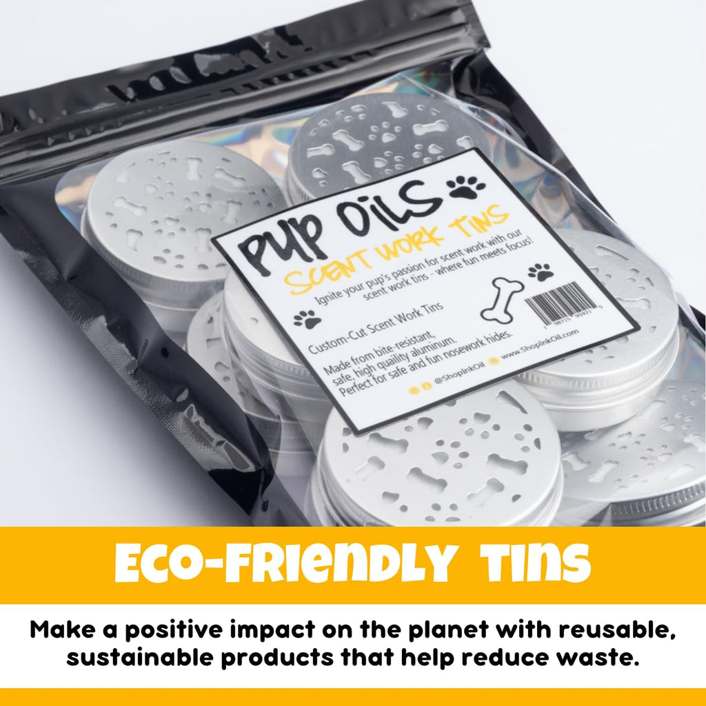 Vented scent training tin with bone and paw design