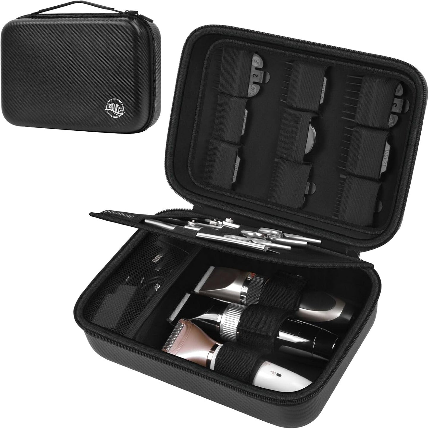 Boobowl barber accessories bag front view showing black hard travel case