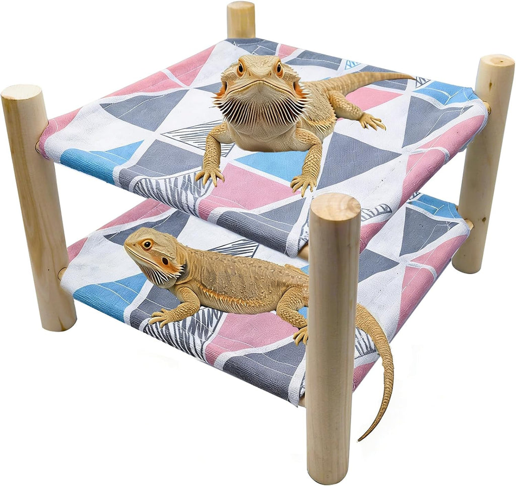 Tfwadmx Bearded Dragon Bed Wood Reptile Lizard Lounger Sleeping Hammock Tank Habitat Accessories for Leopard Gecko or Other Small Animal - Image 9