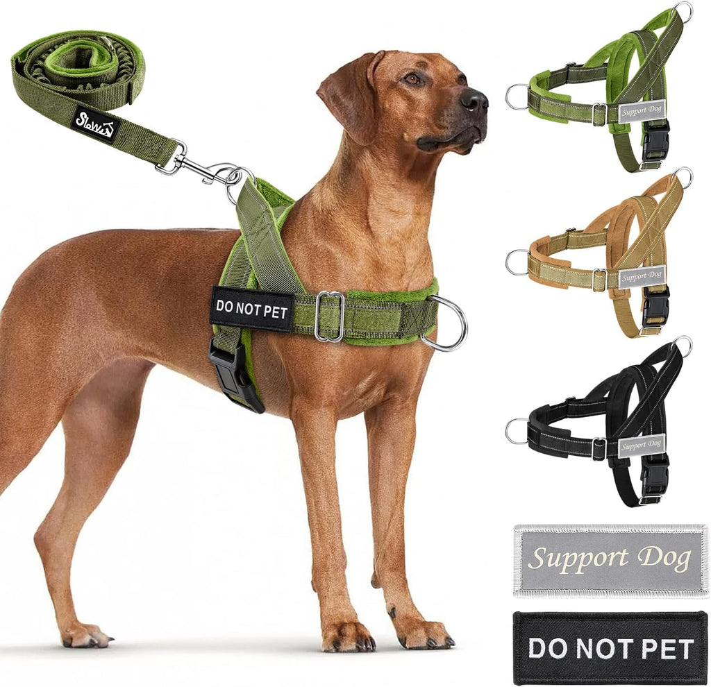 SlowTon No Pull Dog Harness - Heavy Duty Dog Harness and Leash Set for Medium Large Dogs, Reflective Tactical Harness with Soft Padded and Front Clip for Easy Walk and Training (Black L) - Image 10