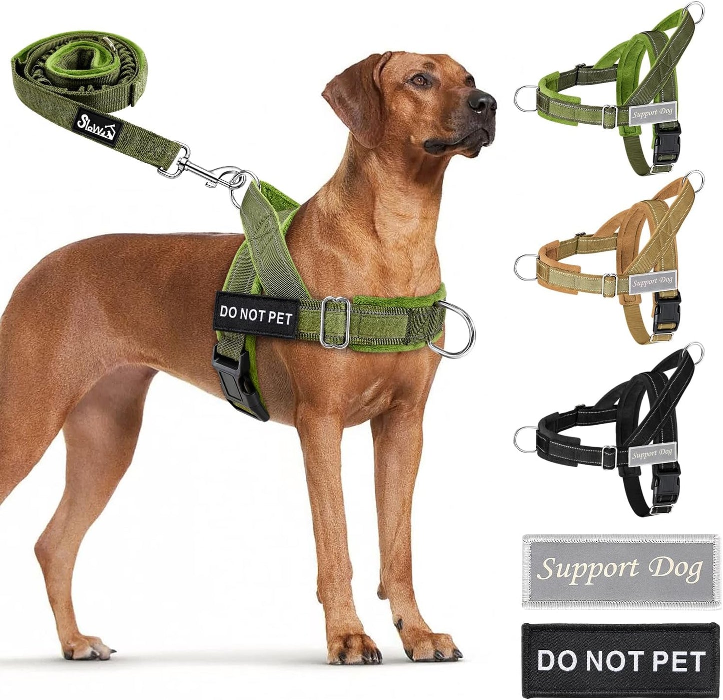 SlowTon No Pull Dog Harness - Heavy Duty Dog Harness and Leash Set for Medium Large Dogs, Reflective Tactical Harness with Soft Padded and Front Clip for Easy Walk and Training (Black L) - Image 10