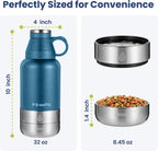 Detachable stainless steel pet food container and water bowls showcase