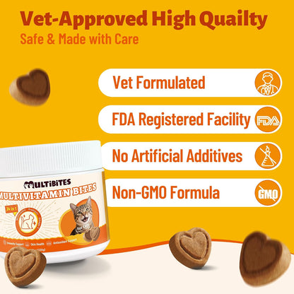 Multibites feline taurine supplements 330 bites for indoor cat cardiovascular health support