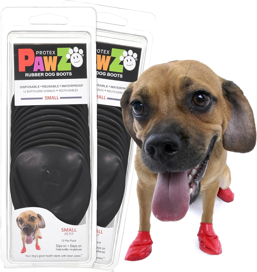 PawZ rubber dog boots for small paws in black front view