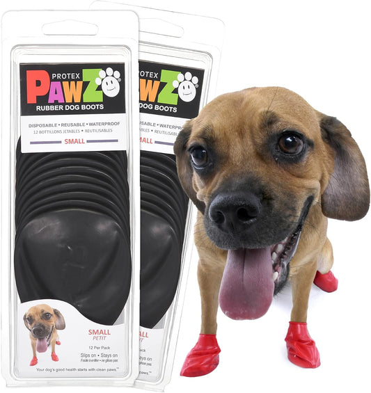 PawZ rubber dog boots for small paws in black front view