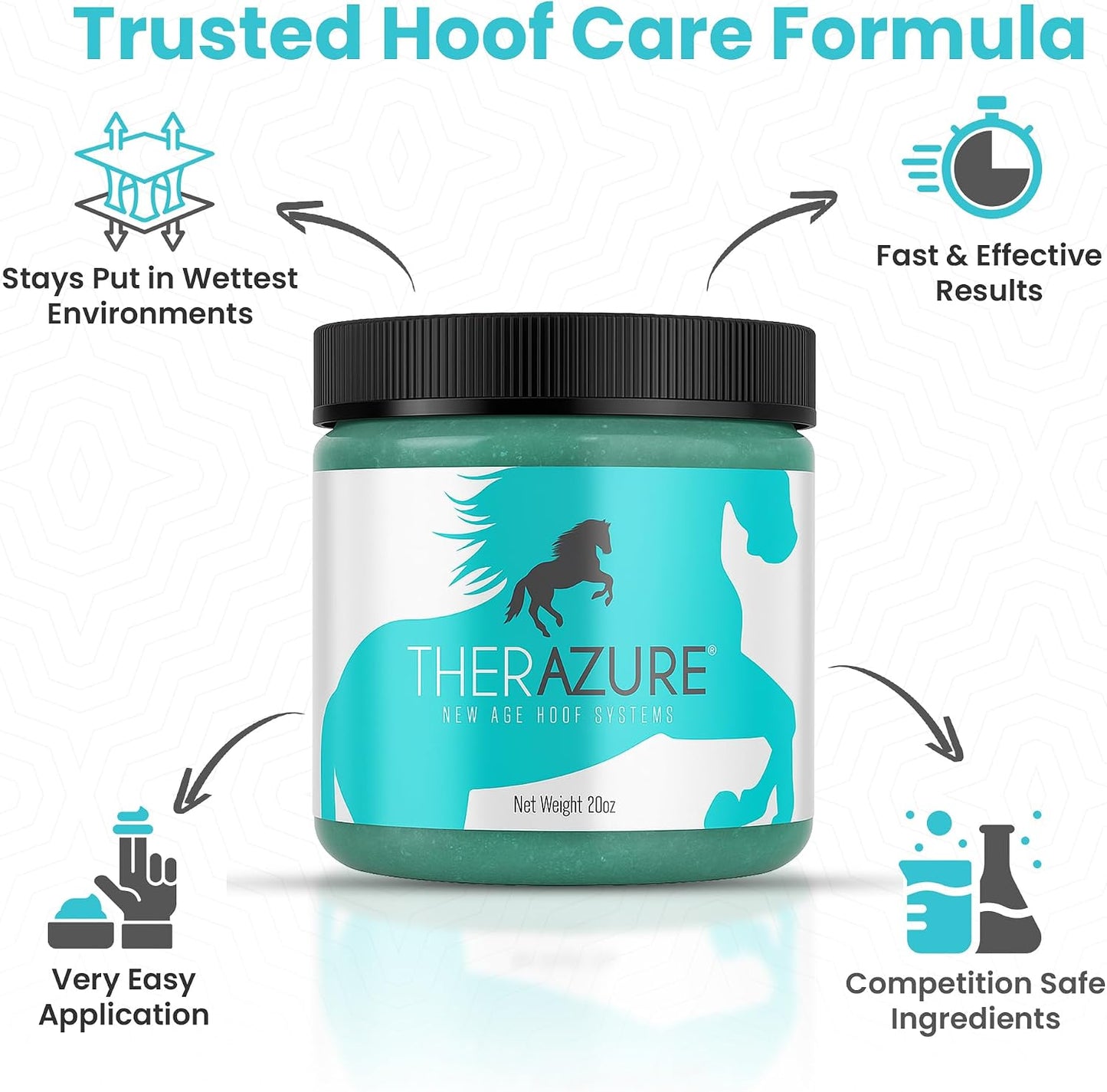 Packable white line equine care clay being applied to a horse hoof frog.
