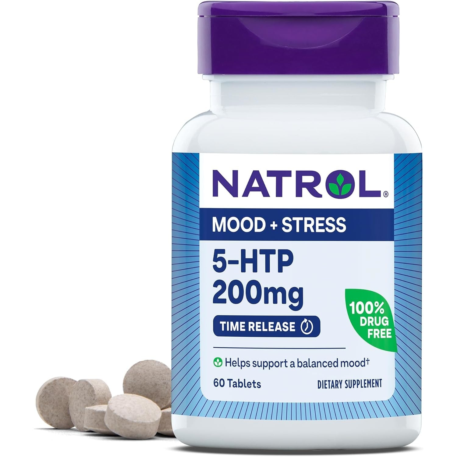 Natrol 5-HTP 200mg Mood Support 60 tablets front view authentic import