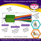 Colorful paper lollipop sticks on pine wood block bird toy
