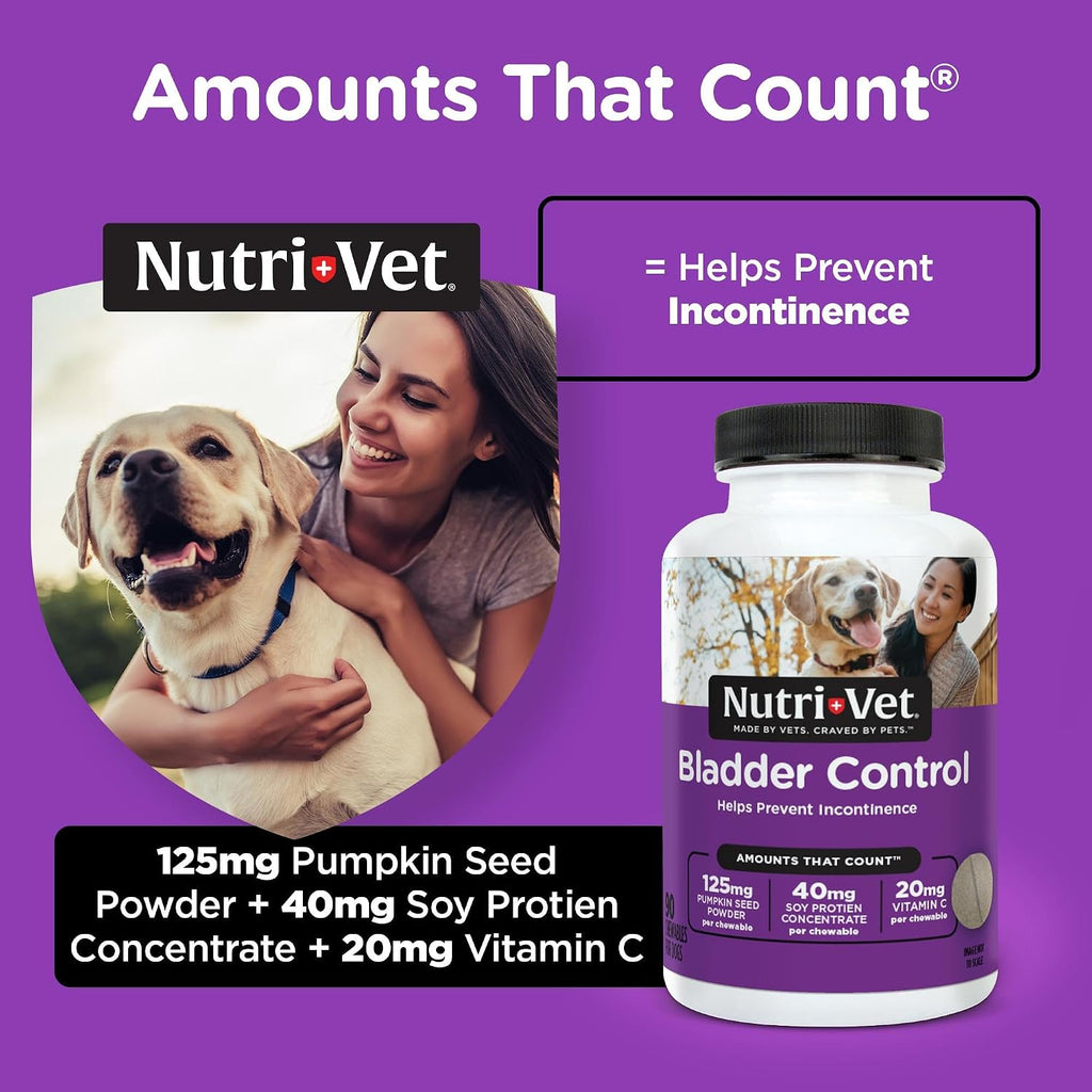 Close up of Nutri-Vet dog bladder control chewable tablets