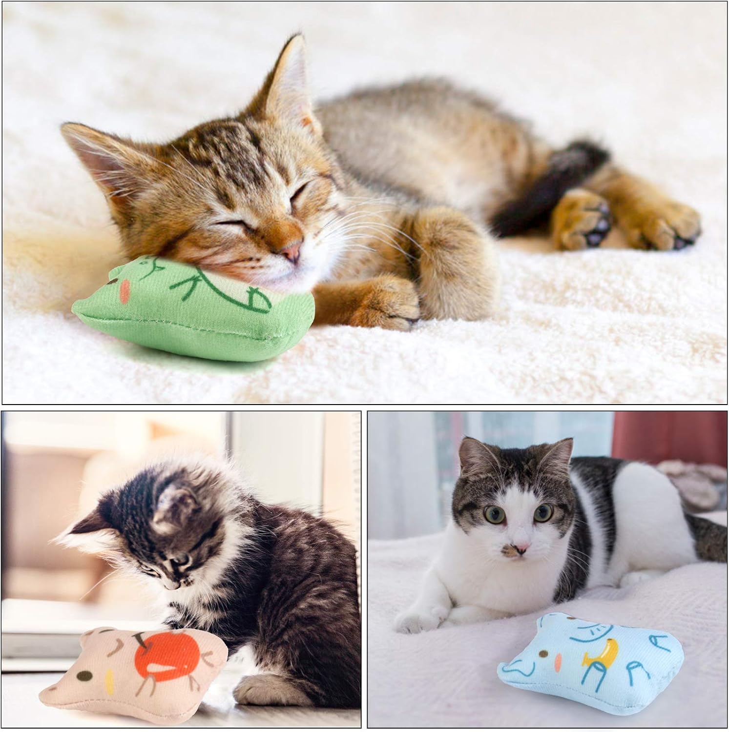 Five piece Dorakitten plush animal chew toy set