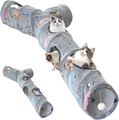 Cat Tunnel,Cat Tunnels for Indoor Cats,Tree Trunk Play Toy for Large CatsKitten and Other Small Animals to Chase and Play,Foldable Easy to Store,Cat Tube Toys Long 59" - Image 11