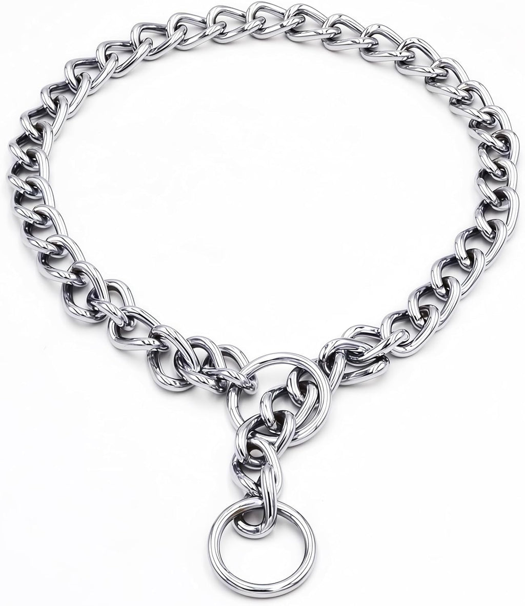 Freezx silver chrome plated slip chain necklace showing large welded rings