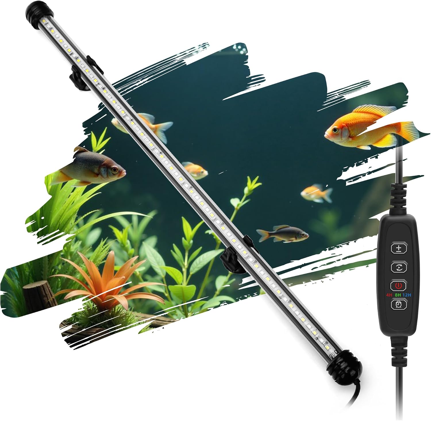LED Submersible Aquarium Light 4W Underwater Fish Tank Light with Blue White&Blue and White Three Light Modes Timer Automatic On/Off and Dimmer Brightness Adjustable (7.5inch) - Image 10