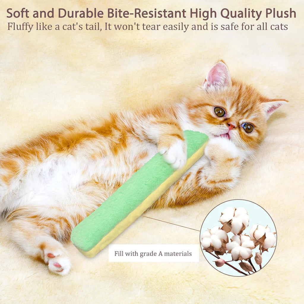 Packaging display of Retro Shaw catnip kicker pillows