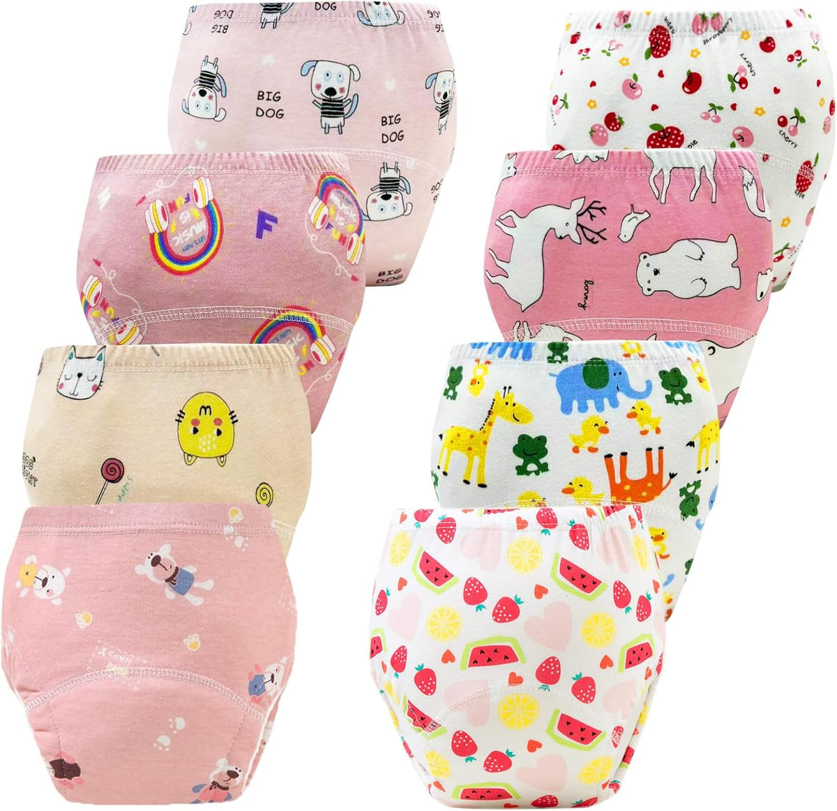 YIKG Upairy potty training pants 8 pack front view showing the soft cotton outer layer.