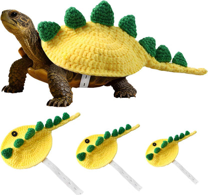 Dexprosy knitted turtle sweater front view showcasing the yellow dinosaur shell costume design.
