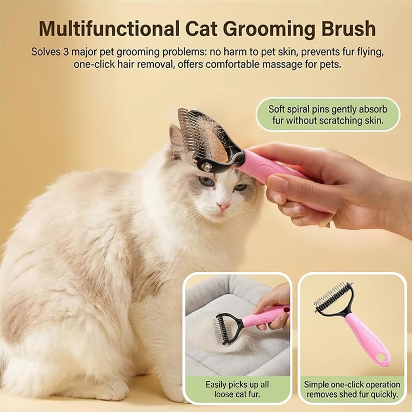 Dhgate dual sided undercoat rake being used on a long haired double coated dog