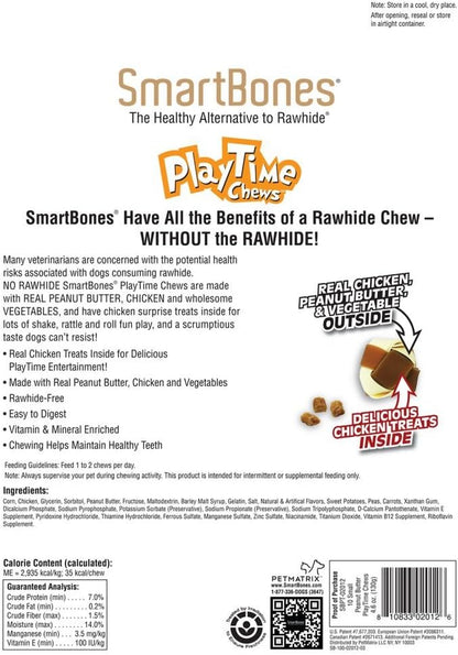 SmartBones small sized peanut butter dog chews arranged out of the packaging