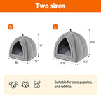 Side profile of grey cat cave bed with non-slip base