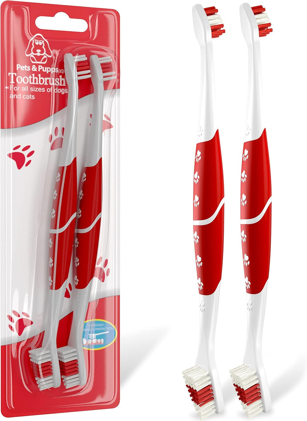 Pet Toothbrush for Dogs, Cats with Soft Bristles - Easy Teeth Cleaning & Dental Care, Non Slip Dual Head Dog Toothbrush for Medium & Large Pets, Toothpaste Not Included, Pack of 1 - Image 12