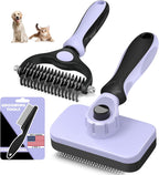 Professional 3PCS Self Cleaning Slicker Brush & Pet Grooming Rake & Flea Comb for Dogs,Cats and Horses | Double-Sided Dematting Comb & Skin Friendly Deshedding Grooming Tool | Pet Supplies (Blue) - Image 13
