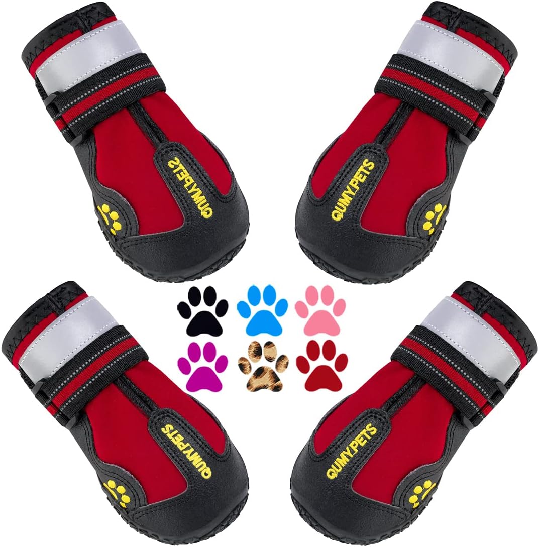 QUMY Dog Shoes for Large Dogs, Medium Dog Boots & Paw Protectors for Winter Snowy Day, Summer Hot Pavement, Water-Resistant in Rainy Weather, Outdoor Walking, Indoor Hardfloors Skid-Resistant Sole - Image 9