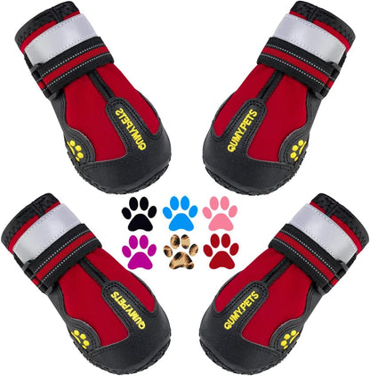 QUMY Dog Shoes for Large Dogs, Medium Dog Boots & Paw Protectors for Winter Snowy Day, Summer Hot Pavement, Water-Resistant in Rainy Weather, Outdoor Walking, Indoor Hardfloors Skid-Resistant Sole - Image 9