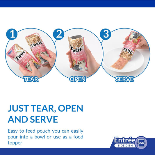 Inaba cat food topper packaging showing tuna and chicken recipe