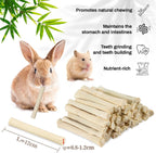 Natural bamboo sticks for chinchillas highlighting the safe chemical free wood material.