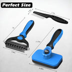 Blue 3-piece grooming set for horses and pets
