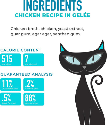 Tiki Pets Stix Gelee wet cat treat pouch showing chicken recipe details