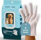Uproot Clean QuickClean Gloves Pro front packaging view for premium waterless pet grooming.