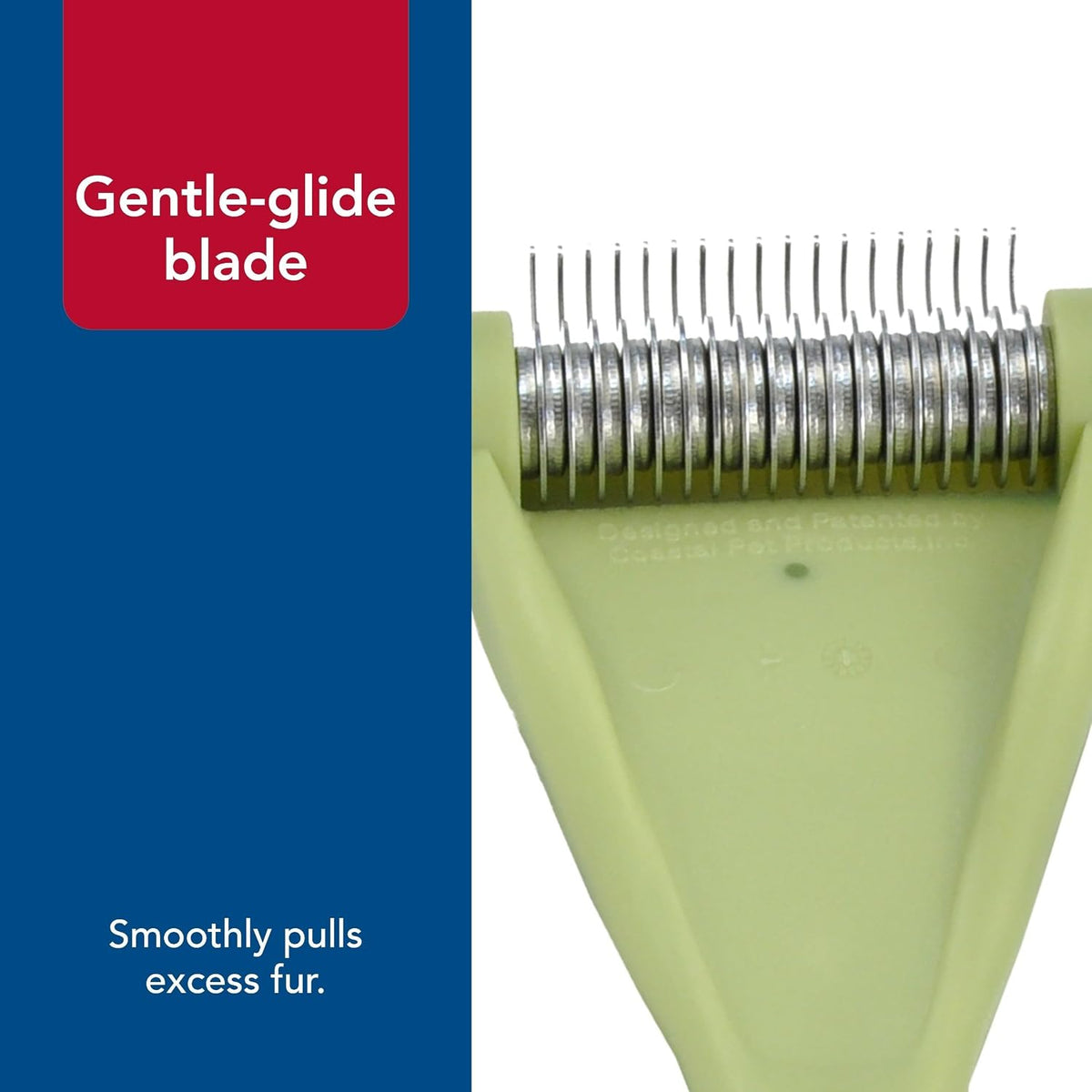 Coastal dog deshedding brush side profile showing blade curvature