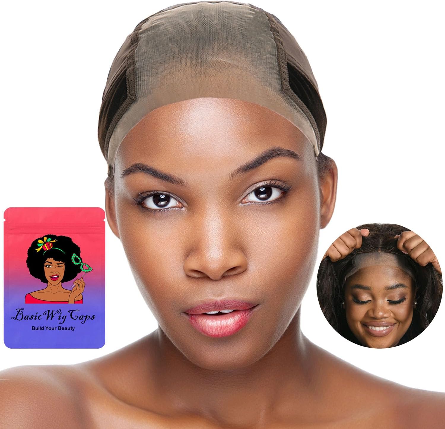 UIOOIU lace wig grip cap front view brown medium