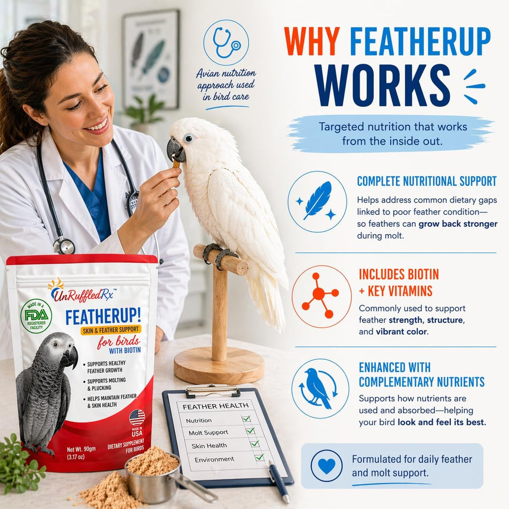 Close up of UnRuffledRx bird vitamin powder texture
