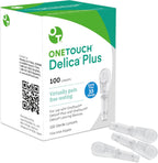 Lifescan OneTouch Delica Plus Lancets 100 count front box view for painless diabetes blood sugar testing