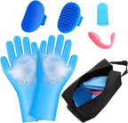 7 PCS Pet Grooming Kit for Dogs and Cats | Dog Washing Gloves | Dog Bath Brush | Cleanroom Gloves | Dog Shampoo Brush | Finger Toothbrushes | Storage Bag | All-in-One Pet Care (Pink) - Image 12